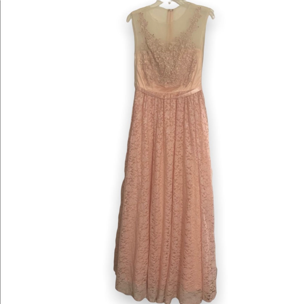 Light Pink Lace Overlay Maternity Evening Gown